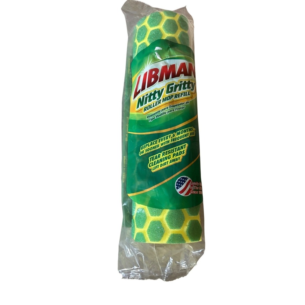 NEW Libman Nitty Gritty Roller Mop Refill Green Yellow Sponge #02011 New